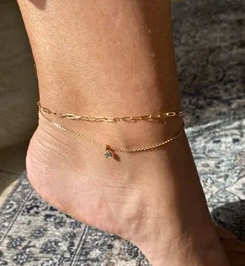 CZ Drop Anklet | Dainty Ankle Bracelet